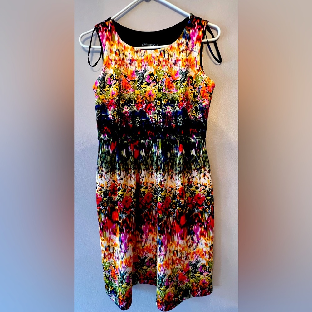 Cynthia Rowley women’s multicolor floral stretch fit and flare dress size 4.